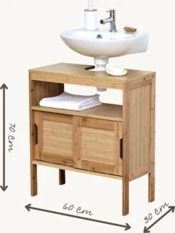 Wastafel Onderkast - Wastafelmeubel - Badkamerkast - Wastafelkast - H70 X B60 X D30 - Bamboe -Merkloos Verkoop 898x1200 4