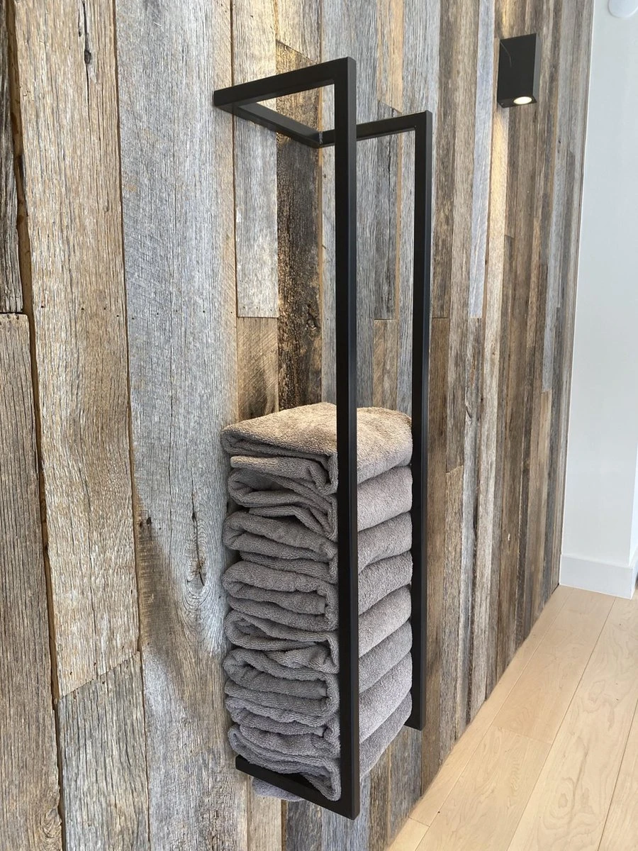 SaniDreams Carbon Handdoekenrek L Zwart - Staal - 90x25x20cm 1 SaniDreams Carbon Handdoekenrek L Zwart - Staal - 90x25x20cm