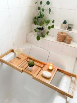 Bamboe Badplank Uitschuifbaar - 70 Tot 105 Cm - Met Boekenhouder -Merkloos Verkoop 900x1200 22