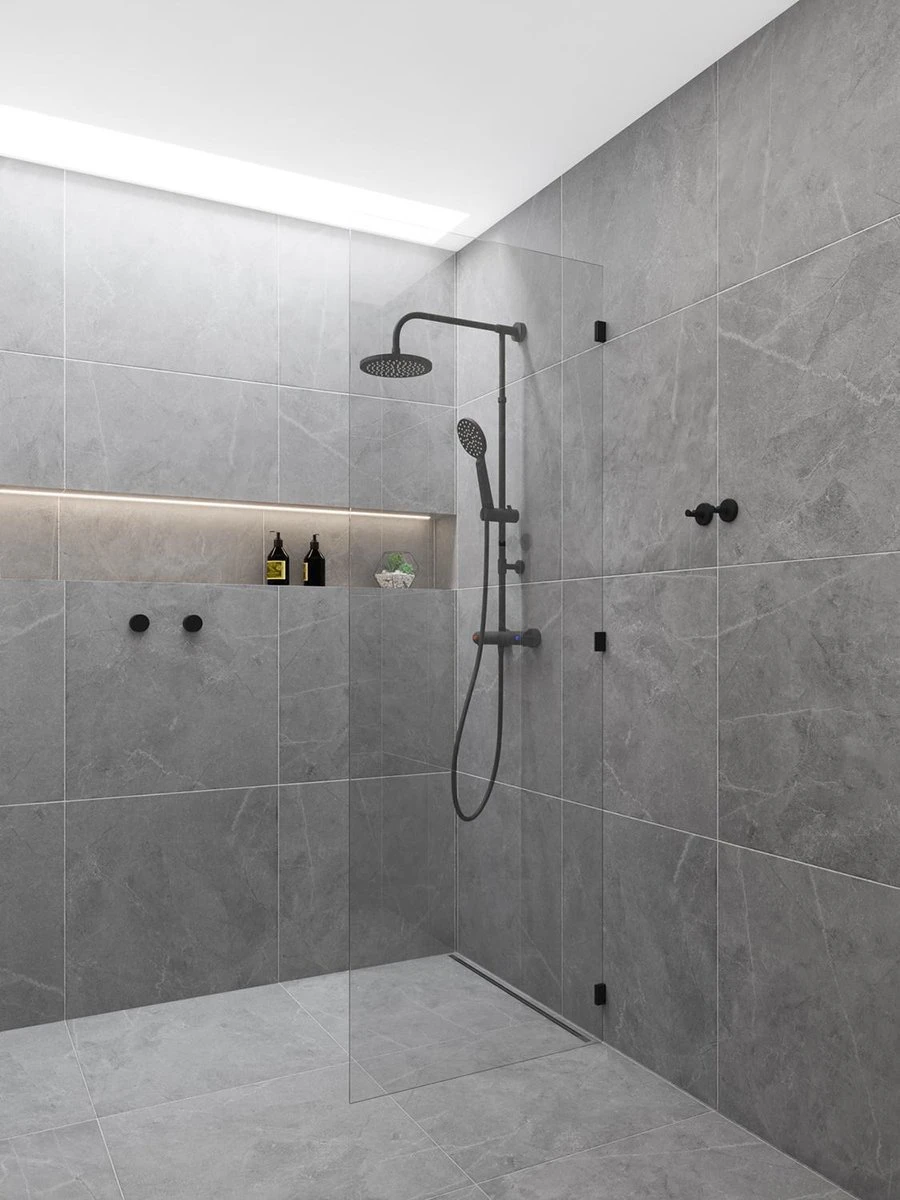 4bathroomz® Zwarte Regendouche Met Thermostatische Kraan - 20cm Hoofddouche 2 4bathroomz® Zwarte Regendouche Met Thermostatische Kraan - 20cm Hoofddouche - Afbeelding 2