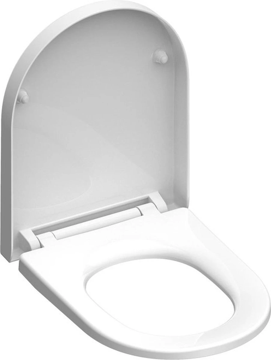 SCHÜTTE WC-Bril 82910 D-SHAPE WHITE - Duroplast - D-vorm - Soft Close - Afklikbaar - RVS-Scharnieren - Gelakt - Wit 2 SCHÜTTE WC-Bril 82910 D-SHAPE WHITE - Duroplast - D-vorm - Soft Close - Afklikbaar - RVS-Scharnieren - Gelakt - Wit - Afbeelding 2