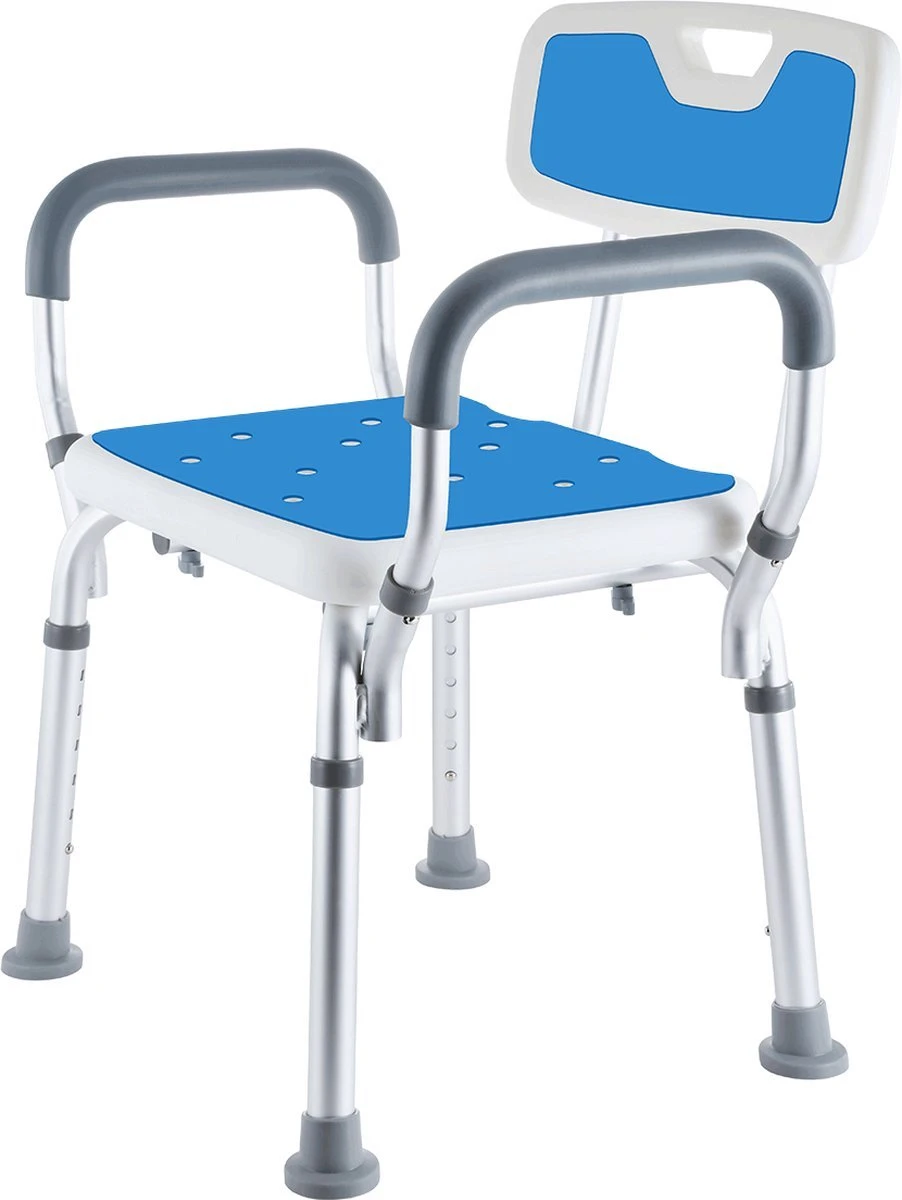 BY JRM Douchestoel En Douchekruk Met Afneembare Rugleuning En Armleuning – 30 Dagen Uitproberen -anti Slip – Verstelbare Hoogte - Douchekrukje - Blauw 1 BY JRM Douchestoel En Douchekruk Met Afneembare Rugleuning En Armleuning – 30 Dagen Uitproberen -anti Slip – Verstelbare Hoogte - Douchekrukje - Blauw