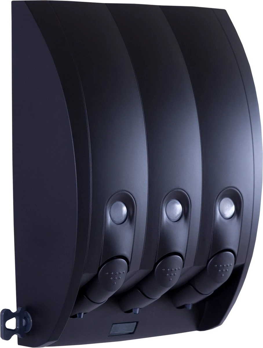 Aquathof, Zeepdispenser, Mat Zwart, 3 Kamer, 3 Reservoirs, 3x350ml, Hangend, Wandmontage 7 Aquathof, Zeepdispenser, Mat Zwart, 3 Kamer, 3 Reservoirs, 3x350ml, Hangend, Wandmontage - Afbeelding 7