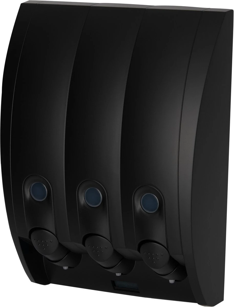 Aquathof, Zeepdispenser, Mat Zwart, 3 Kamer, 3 Reservoirs, 3x350ml, Hangend, Wandmontage 2 Aquathof, Zeepdispenser, Mat Zwart, 3 Kamer, 3 Reservoirs, 3x350ml, Hangend, Wandmontage - Afbeelding 2