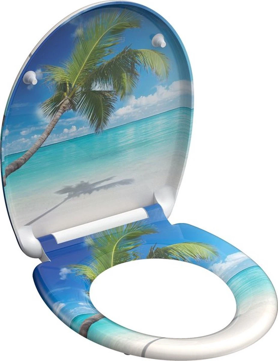 SCHÜTTE WC-Bril 82363 CARRIBEAN - Duroplast - Soft Close - Afklikbaar - RVS-Scharnieren - Decor - 3-zijdige Print 2 SCHÜTTE WC-Bril 82363 CARRIBEAN - Duroplast - Soft Close - Afklikbaar - RVS-Scharnieren - Decor - 3-zijdige Print - Afbeelding 2