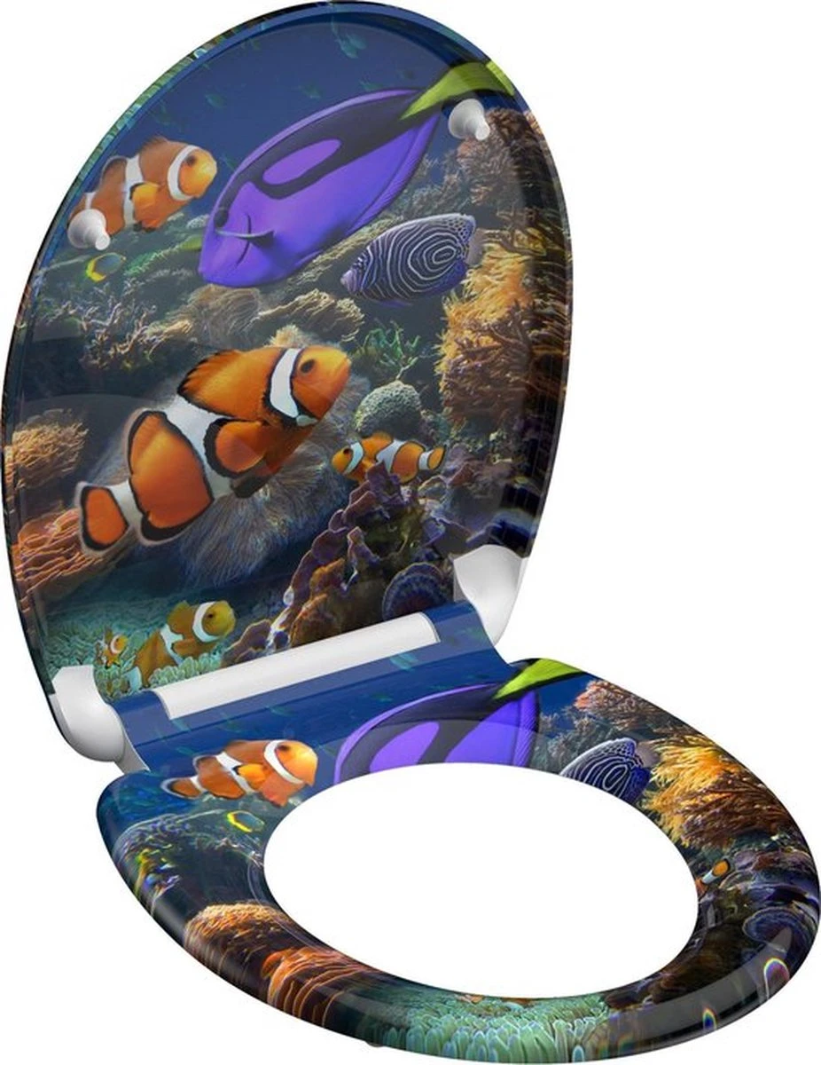 SCHÜTTE WC-Bril 82372 SEA LIFE - Duroplast - Soft Close - Afklikbaar - RVS-Scharnieren - Decor - 3-zijdige Print 2 SCHÜTTE WC-Bril 82372 SEA LIFE - Duroplast - Soft Close - Afklikbaar - RVS-Scharnieren - Decor - 3-zijdige Print - Afbeelding 2