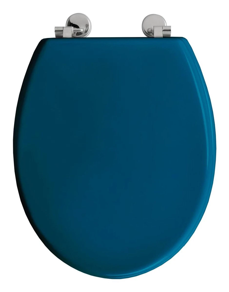 Allibert Wc-bril BOLIVA - Geperst Hout - Verchroomde Scharnieren - Blauw Gelakt 2 Allibert Wc-bril BOLIVA - Geperst Hout - Verchroomde Scharnieren - Blauw Gelakt - Afbeelding 2