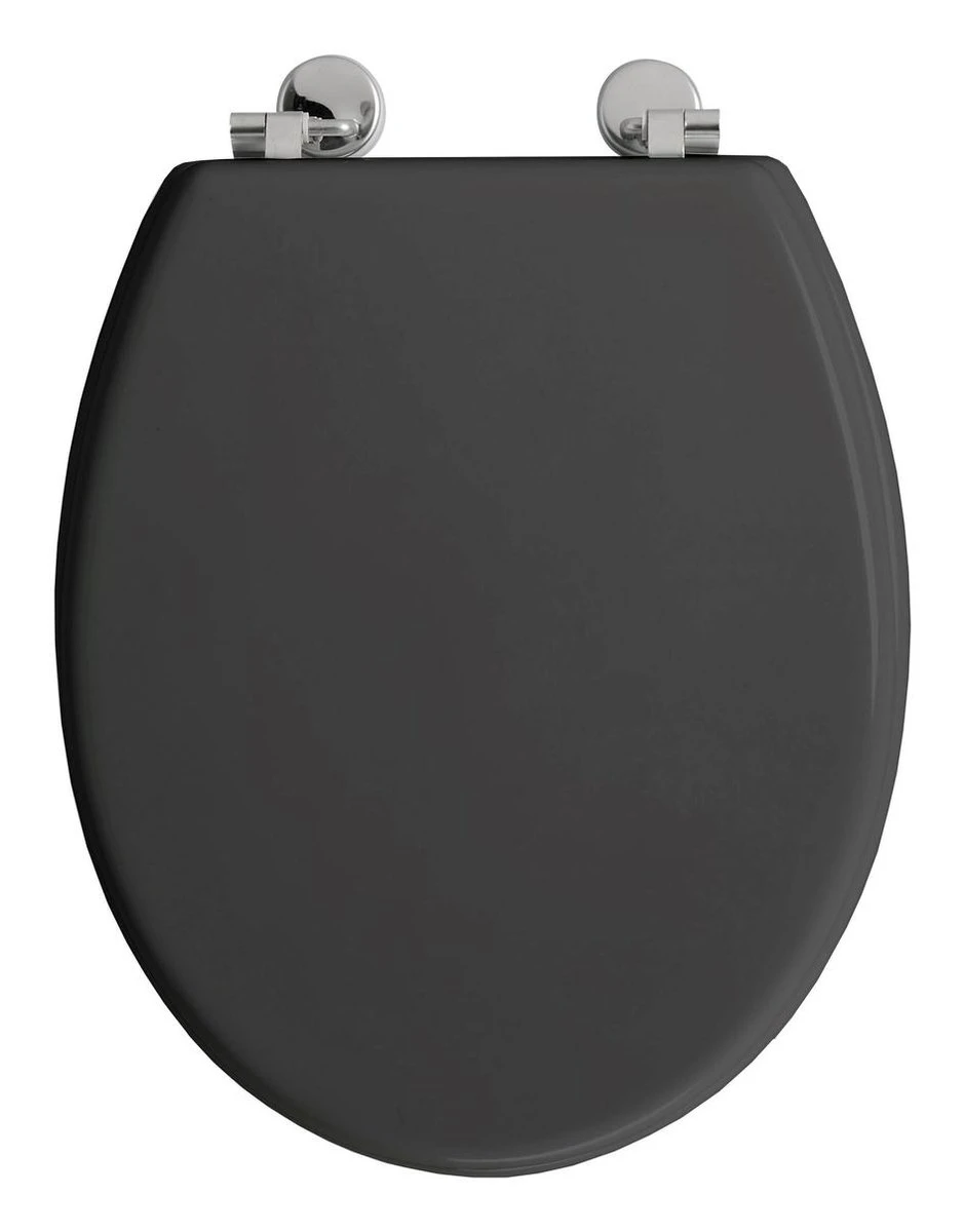 Allibert Wc-bril BOLIVA - Geperst Hout - Verchroomde Scharnieren - Grijs Gelakt 2 Allibert Wc-bril BOLIVA - Geperst Hout - Verchroomde Scharnieren - Grijs Gelakt - Afbeelding 2