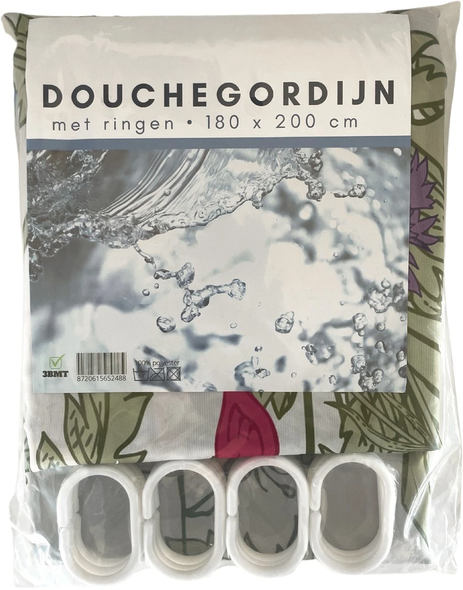 3BMT Douchegordijn Design - Bloemen - 180 X 200 Cm - Met Ringen 5 3BMT Douchegordijn Design - Bloemen - 180 X 200 Cm - Met Ringen - Afbeelding 5