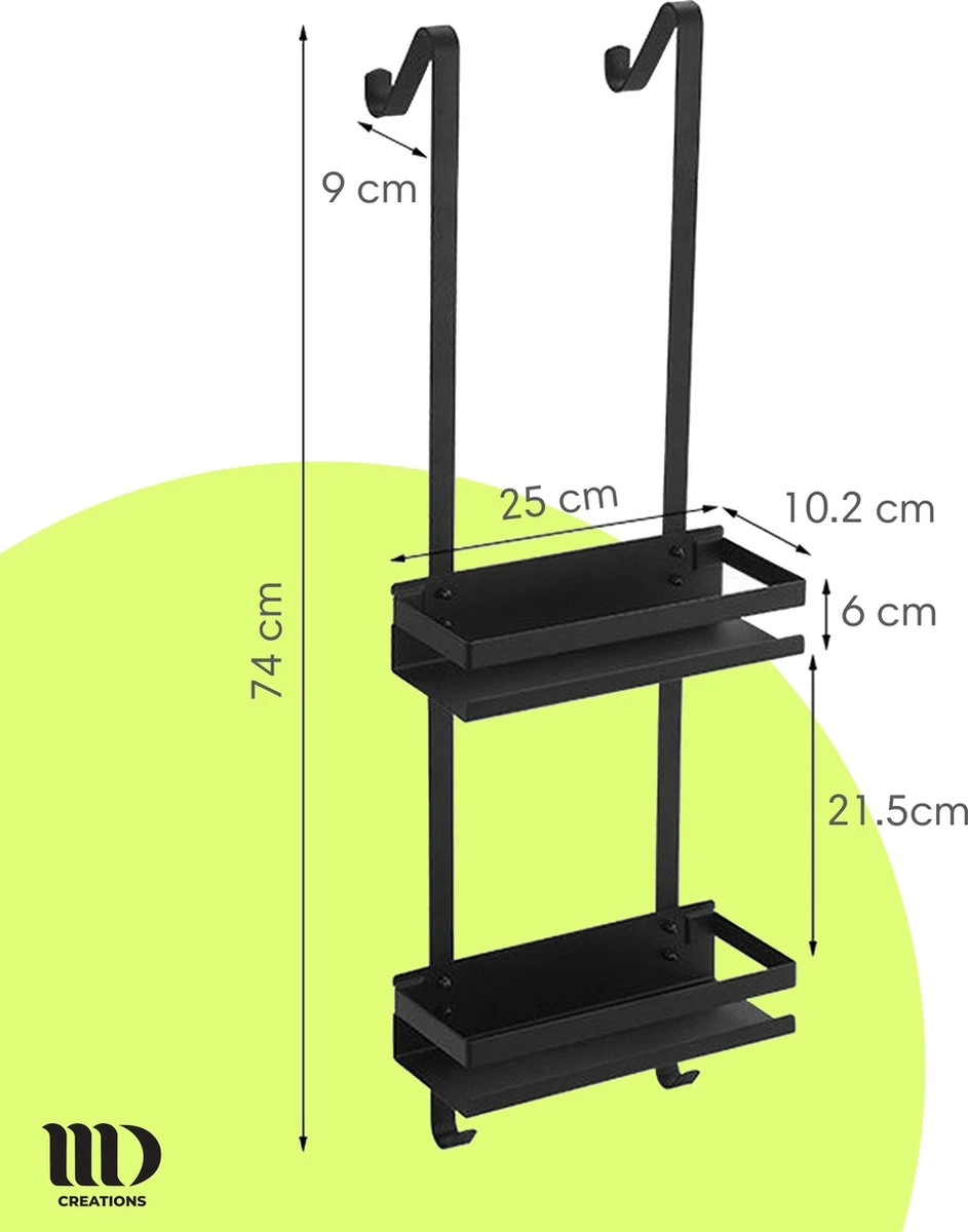 MD Creations ® – Doucherek Zonder Boren - Hangend Met Zuignappen Aan Douchewand – Douchebakje - Doucherek Haak - RVS - 74 X 25 X 10 Cm 2 MD Creations ® – Doucherek Zonder Boren - Hangend Met Zuignappen Aan Douchewand – Douchebakje - Doucherek Haak - RVS - 74 X 25 X 10 Cm - Afbeelding 2