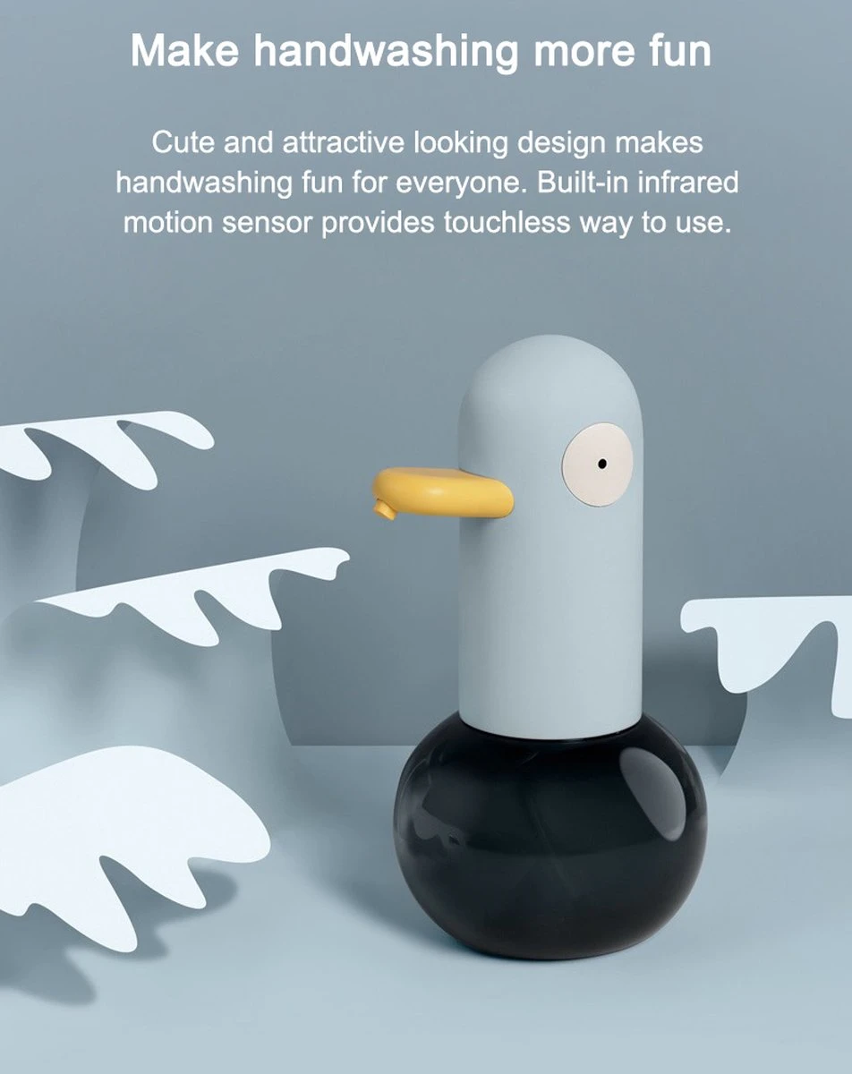 MUID Duck- Automatische Zeepdispenser - Handwas Schuimzeepdispenser Voor Kinderen - Zeeppompje-Oplaadbaar-Foam Technologie- Touchless Infrarood Sensor-Lichtblauw - 400ml - 10.35cm*11.5cm*19.5cm 1 MUID Duck- Automatische Zeepdispenser - Handwas Schuimzeepdispenser Voor Kinderen - Zeeppompje-Oplaadbaar-Foam Technologie- Touchless Infrarood Sensor-Lichtblauw - 400ml - 10.35cm*11.5cm*19.5cm