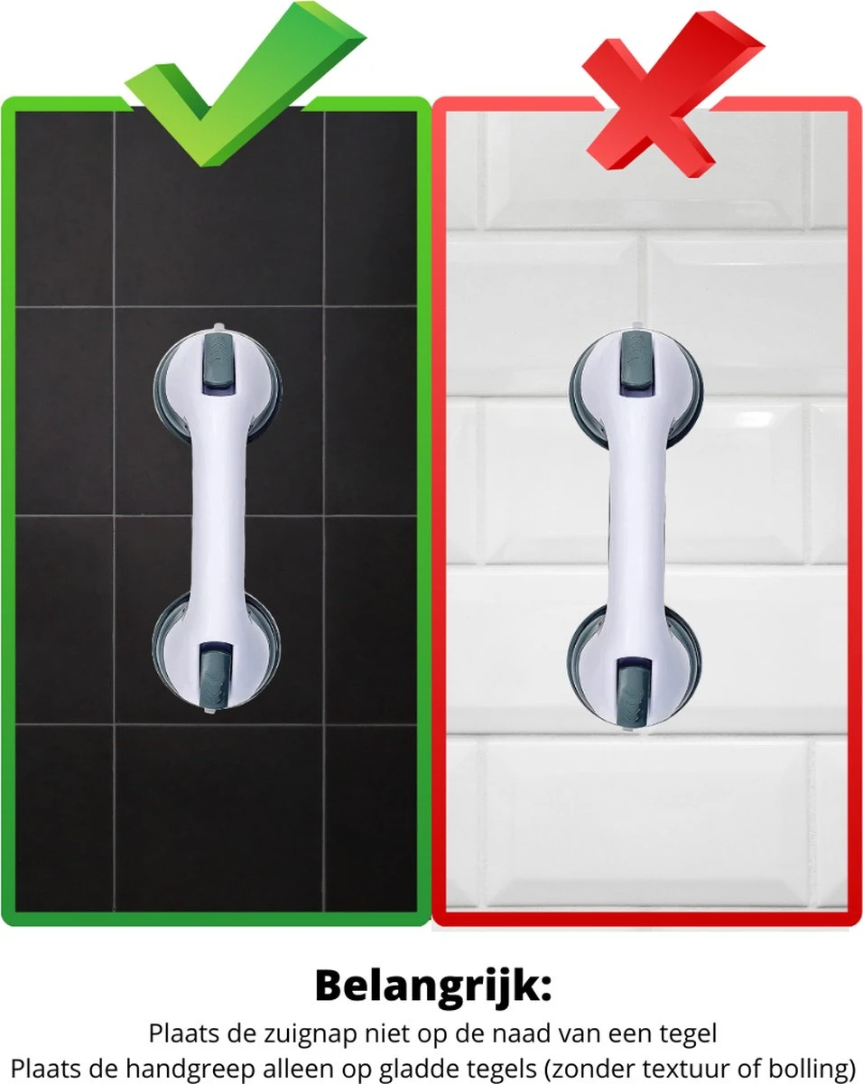 Minismus Badkamer En Douche Handgreep Met Zuignap - Zwart 2 Minismus Badkamer En Douche Handgreep Met Zuignap - Zwart - Afbeelding 2