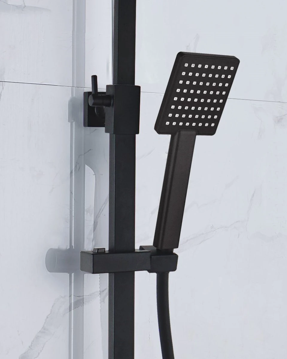 4bathroomz® Zwarte Regendouche Met Thermostaatkraan - 30 Cm Vierkant 2 4bathroomz® Zwarte Regendouche Met Thermostaatkraan - 30 Cm Vierkant - Afbeelding 2