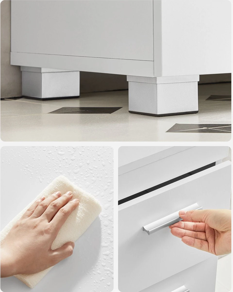 Signature Home Beirut Wastafel - Badkamerkast Met 3 Grote Lades - Badkamerkast - 2 Vakken Achter De Deur - Badkameronderkast Met Poten - 30 X 70 X 64 Cm - Wit 3 Signature Home Beirut Wastafel - Badkamerkast Met 3 Grote Lades - Badkamerkast - 2 Vakken Achter De Deur - Badkameronderkast Met Poten - 30 X 70 X 64 Cm - Wit - Afbeelding 3