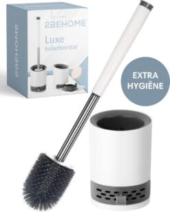 2BEHOME® Luxe Wc Borstel Met Houder - Toiletborstel Met Houder - Vrijstaand Of Hangend - Cadeau Voor Man/vrouw