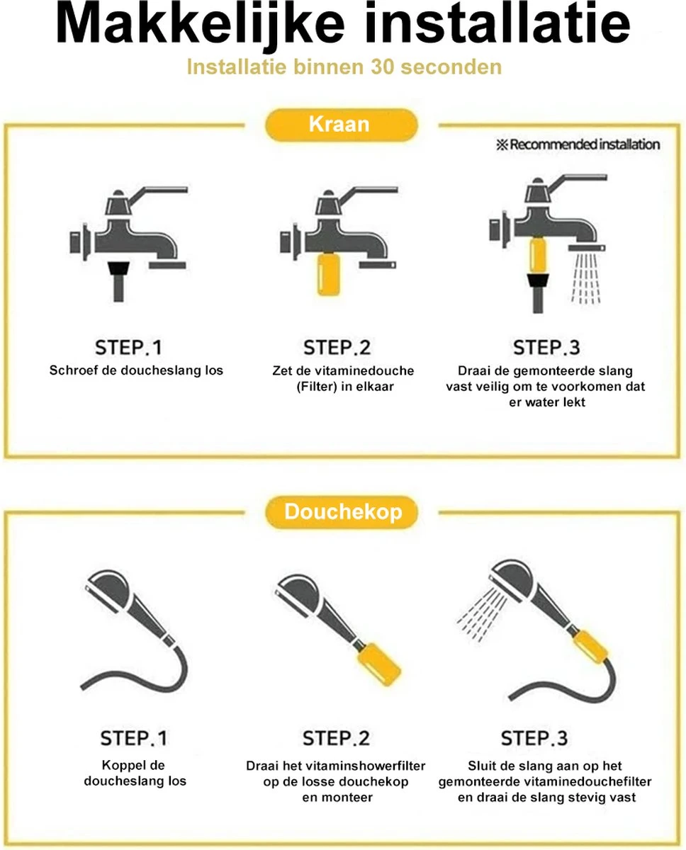 Imperatoris | Douchefilter- Waterfilter Voor Douchekop Met Geur - Shower Filter - Kraanfilter - Spa Gevoel - Lemon 4 Imperatoris | Douchefilter- Waterfilter Voor Douchekop Met Geur - Shower Filter - Kraanfilter - Spa Gevoel - Lemon - Afbeelding 4