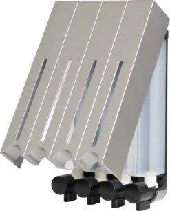 Aquathof, Zeepdispenser, RVS Kleur, 4 Kamer, 4 Reservoirs, 4x500ml, Hangend - Wandmontage -Merkloos Verkoop 970x1200