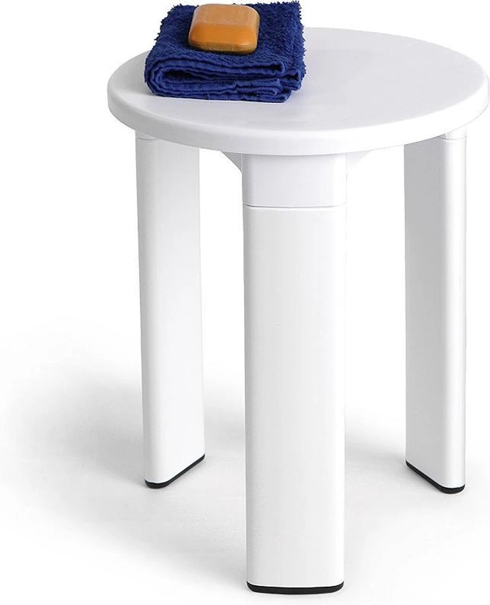 Douchekruk Wit Met Antislip Poten, Kruk Badkamer 1 Douchekruk Wit Met Antislip Poten, Kruk Badkamer