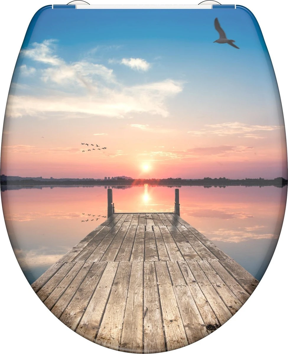 SCHÜTTE WC-Bril 82378 SUNSET SKY - Duroplast - Soft Close - Afklikbaar - RVS-Scharnieren - Decor - 3-zijdige Print 1 SCHÜTTE WC-Bril 82378 SUNSET SKY - Duroplast - Soft Close - Afklikbaar - RVS-Scharnieren - Decor - 3-zijdige Print