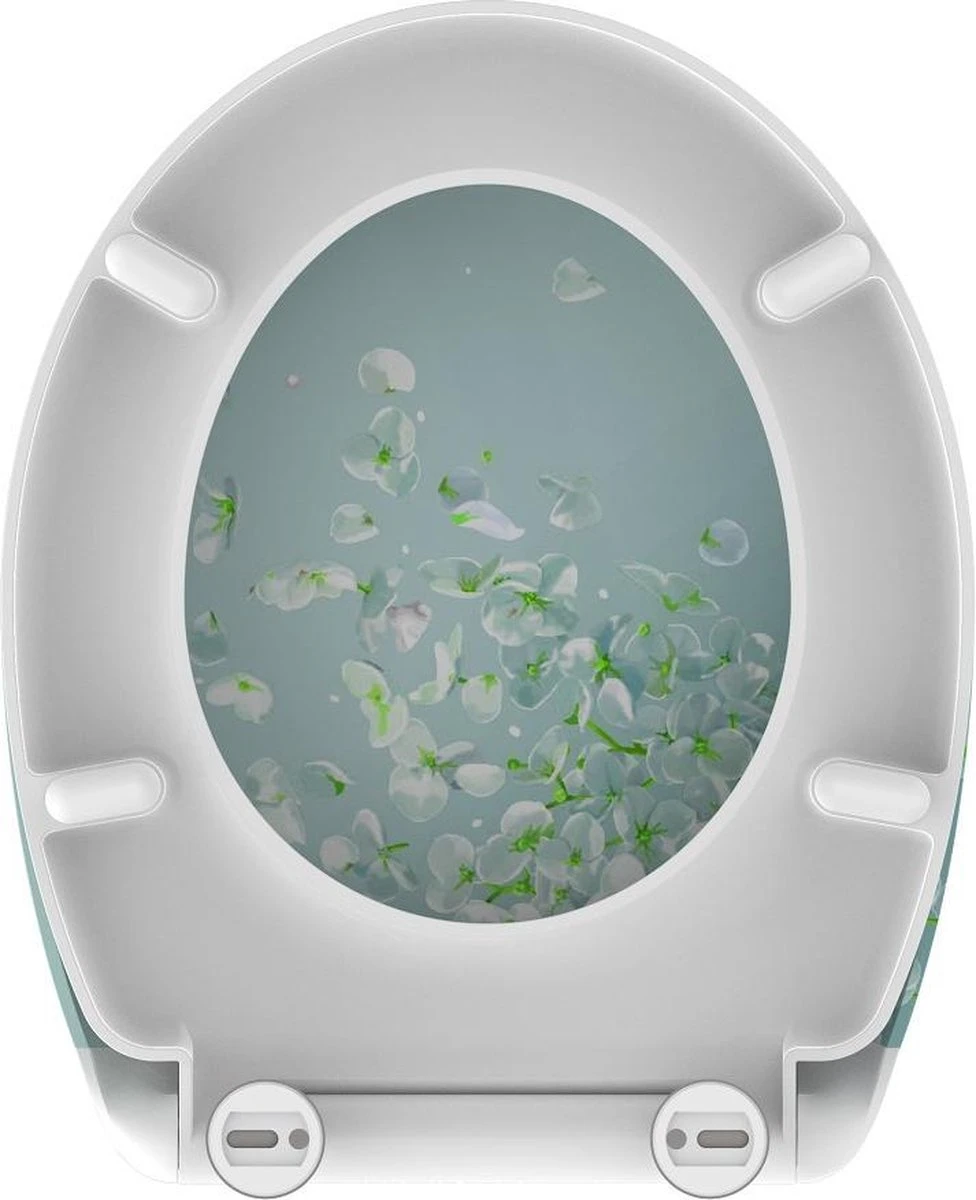 SCHÜTTE WC-Bril 82381 FLOWER IN THE WIND - Duroplast - Soft Close - Afklikbaar - RVS-Scharnieren - Decor - 3-zijdige Print 4 SCHÜTTE WC-Bril 82381 FLOWER IN THE WIND - Duroplast - Soft Close - Afklikbaar - RVS-Scharnieren - Decor - 3-zijdige Print - Afbeelding 4