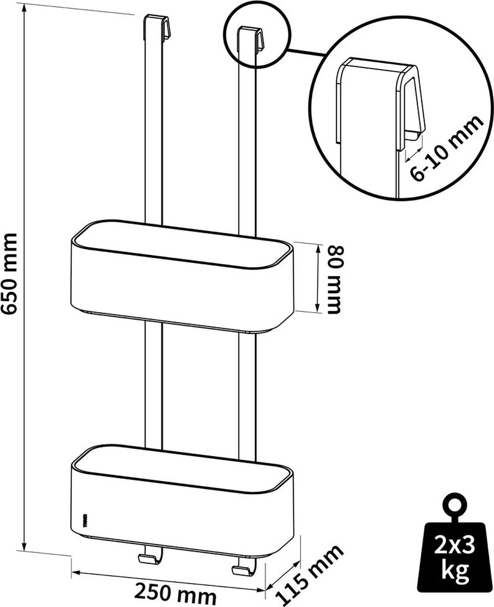 Tiger 2-Store - Ophangbaar Doucherek 25 Cm - Zwart 5 Tiger 2-Store - Ophangbaar Doucherek 25 Cm - Zwart - Afbeelding 5