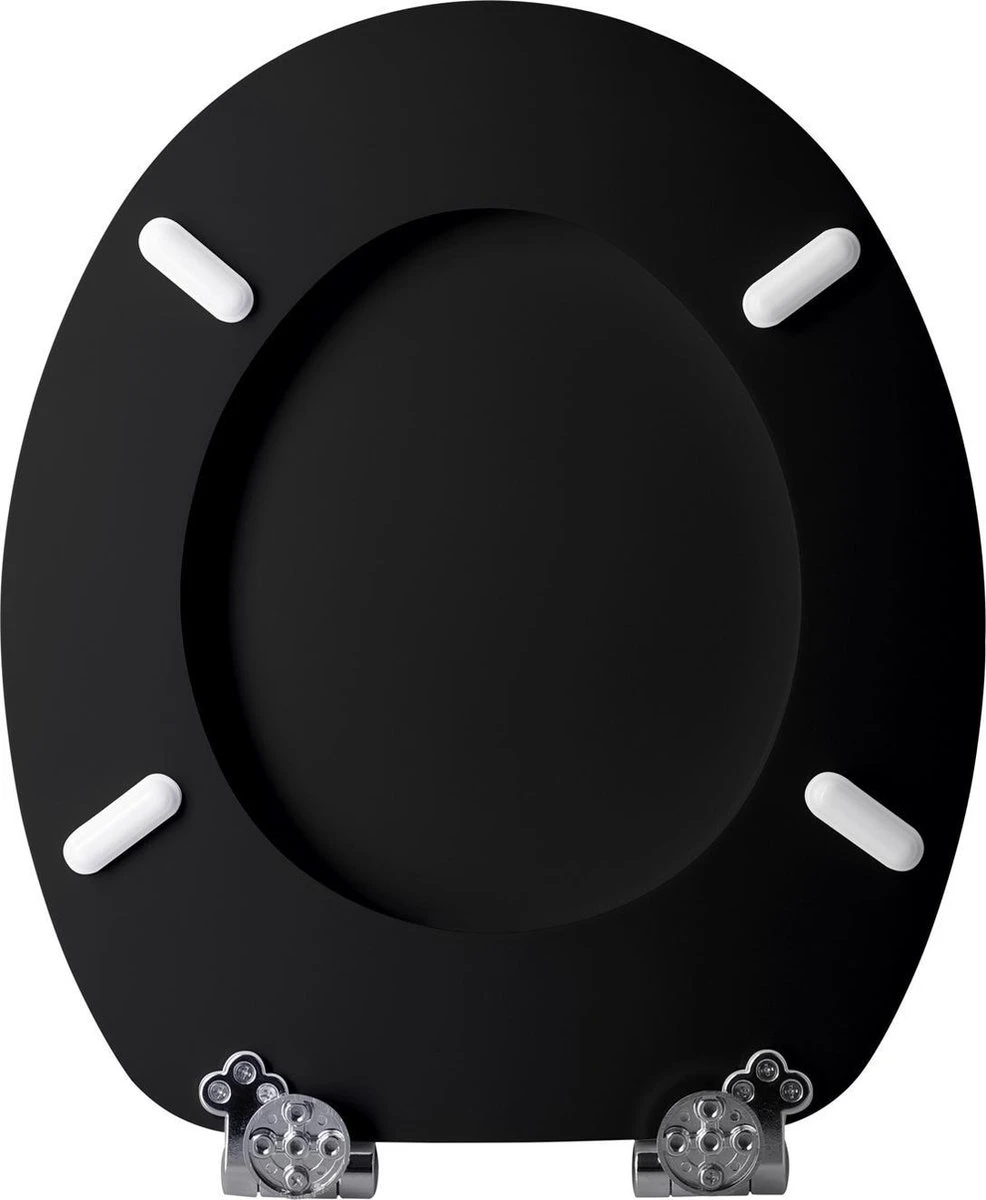 Casaria Wc-bril Met Deksel Sluitingsmechanisme Toiletzitting MDF Zwart 6 Casaria Wc-bril Met Deksel Sluitingsmechanisme Toiletzitting MDF Zwart - Afbeelding 6