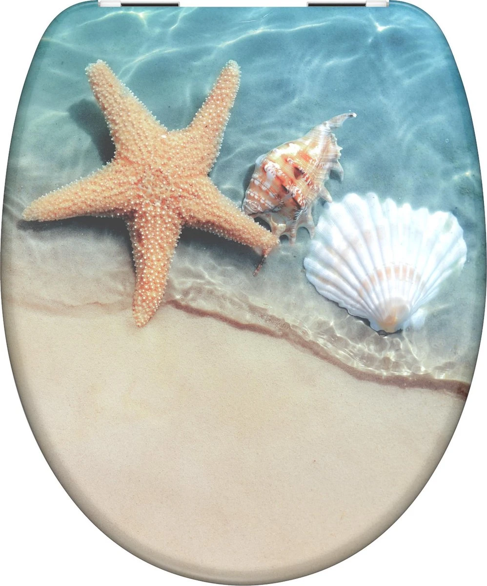 SCHÜTTE WC-Bril 82196 BEACH - Duroplast - Soft Close - Verchroomde Scharnieren - Decor - 1-zijdige Print 1 SCHÜTTE WC-Bril 82196 BEACH - Duroplast - Soft Close - Verchroomde Scharnieren - Decor - 1-zijdige Print