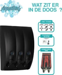 Aquathof, Zeepdispenser, Mat Zwart, 3 Kamer, 3 Reservoirs, 3x350ml, Hangend, Wandmontage 19 Aquathof, Zeepdispenser, Mat Zwart, 3 Kamer, 3 Reservoirs, 3x350ml, Hangend, Wandmontage -Merkloos Verkoop 998x1200