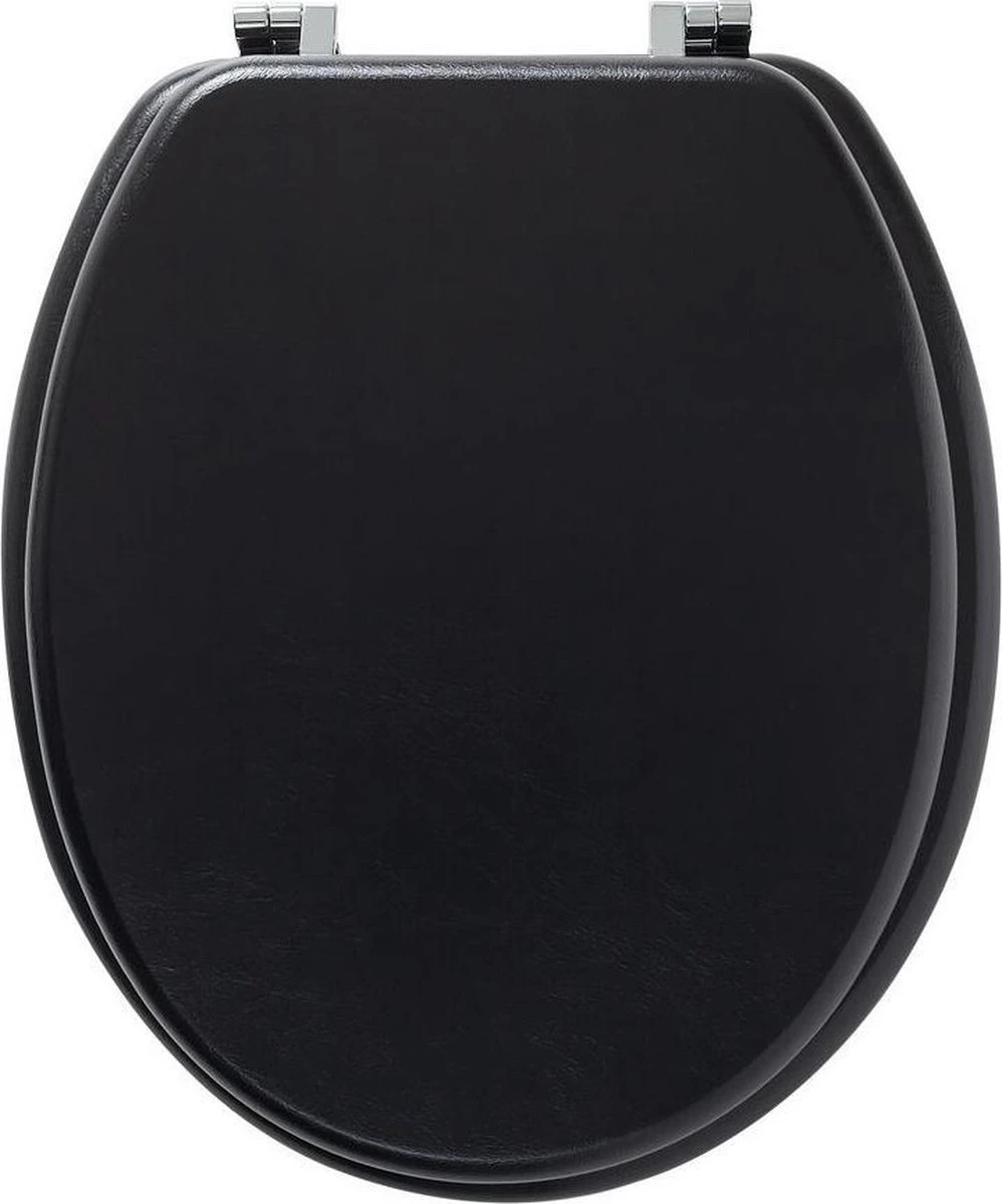 Tiger Leatherlook - Toiletbril - WC Bril - MDF - Zwart 2 Tiger Leatherlook - Toiletbril - WC Bril - MDF - Zwart - Afbeelding 2